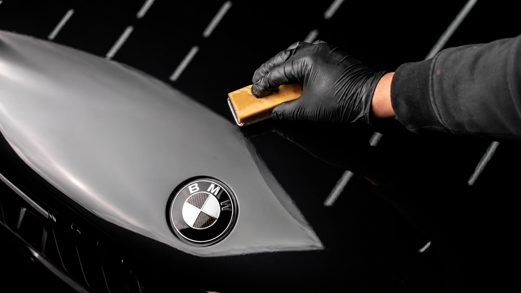 Paint protection detailing on a BMW hood